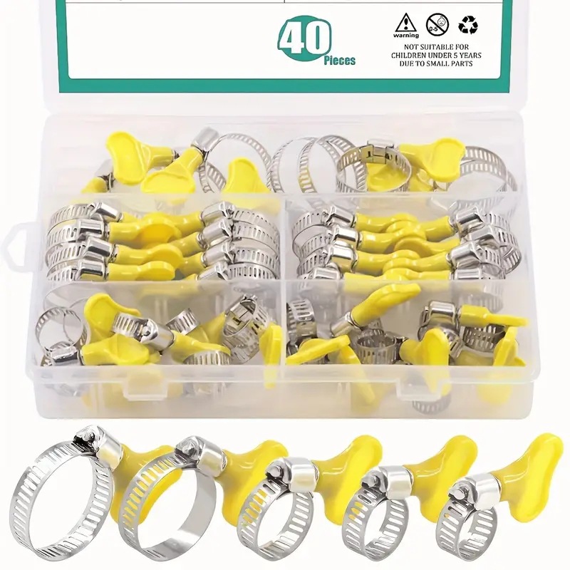 Hose Clamp Assorted - 40PCS Thumb Screw Hose Clamp Kit