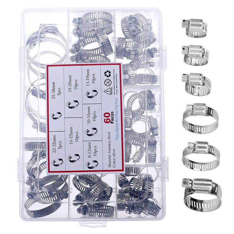 60Pcs Fuel Injection Hose Line - Hose Clamp Assorted ulasan dan harga