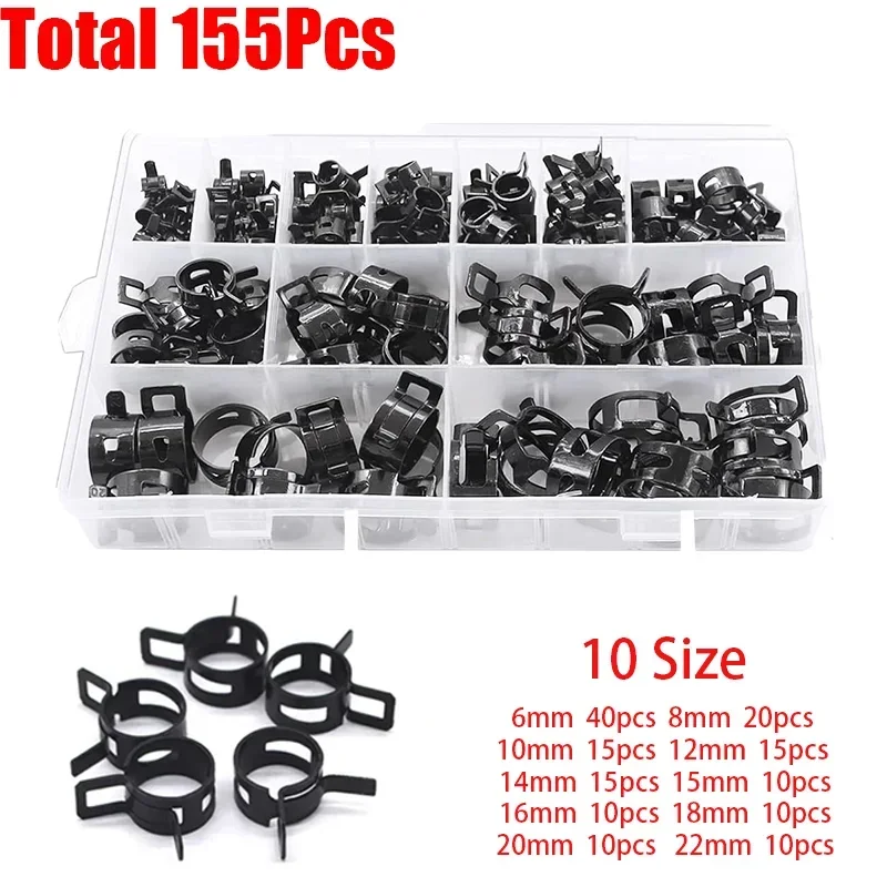 155Pcs Spring Band Hose Clamps - Hose Clamp Assorted ulasan dan harga
